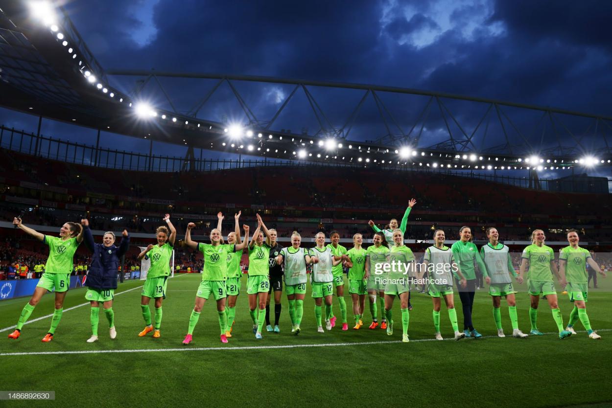 Wolfsburg played in front of 60,000 in the Semi-Final against Arsenal at the Emirates Stadium (Photo by Richard Heathcote/Getty Images)