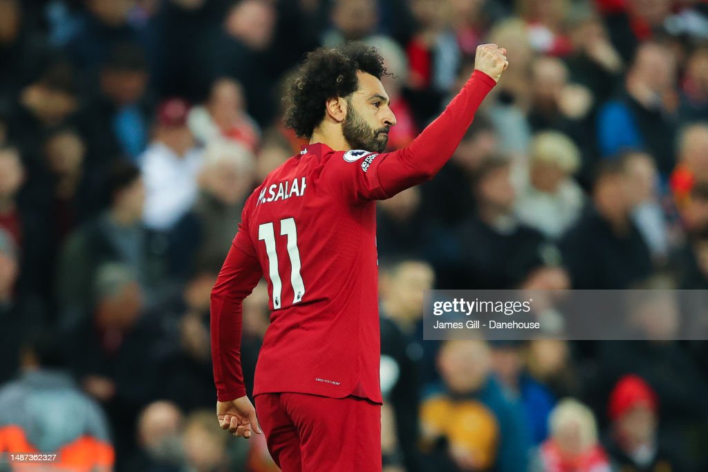 Mo Salah celebrating his goal versus Fulham (Image by James Gill/Getty Images)