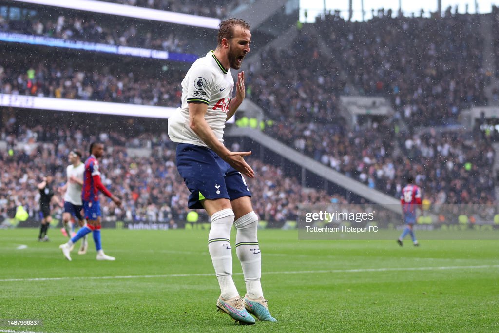 Harry Kane celebrates his goal against Crystal Palace (Photo by Tottenham Hotspur FC/Tottenham Hotspur FC via Getty Images)