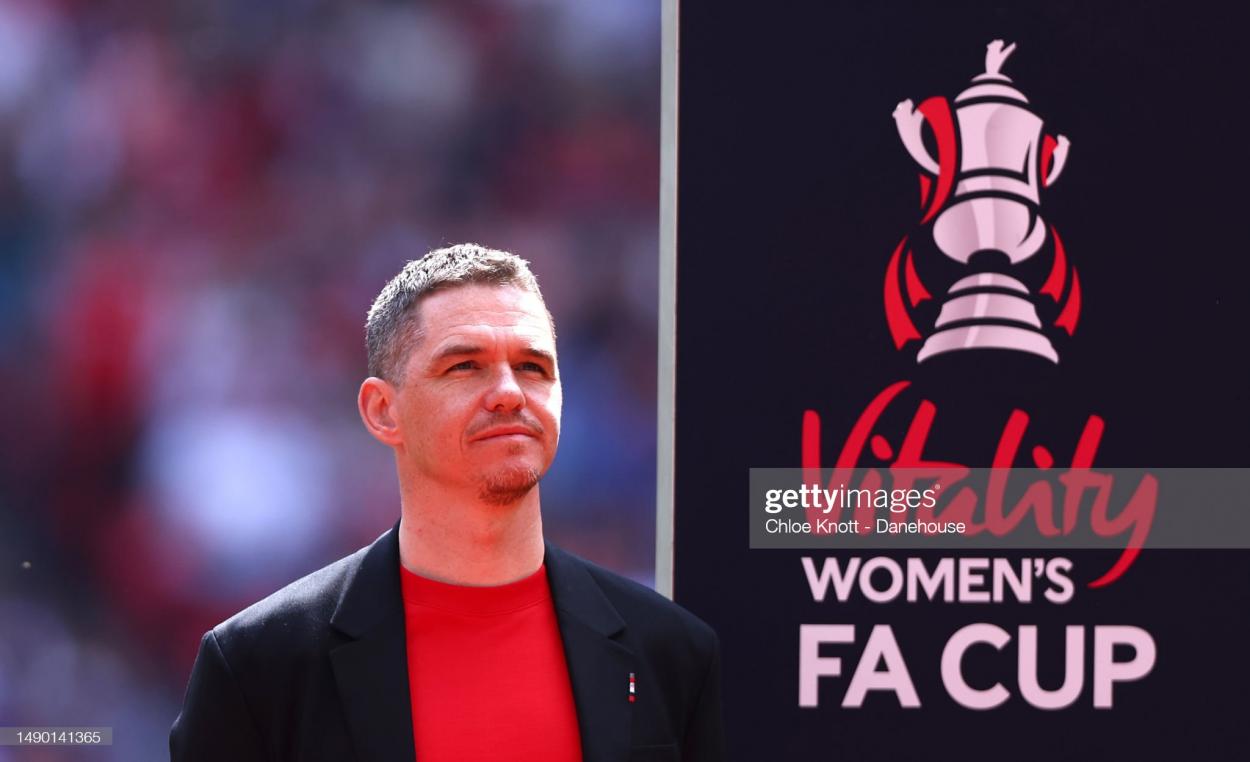 Manchester United Manager Marc Skinner ahead of the Vitality Women's FA Cup Final between Chelsea FC and Manchester United at Wembley Stadium on May 14, 2023 in London, England. (Photo by Chloe Knott - Danehouse/Getty Images)