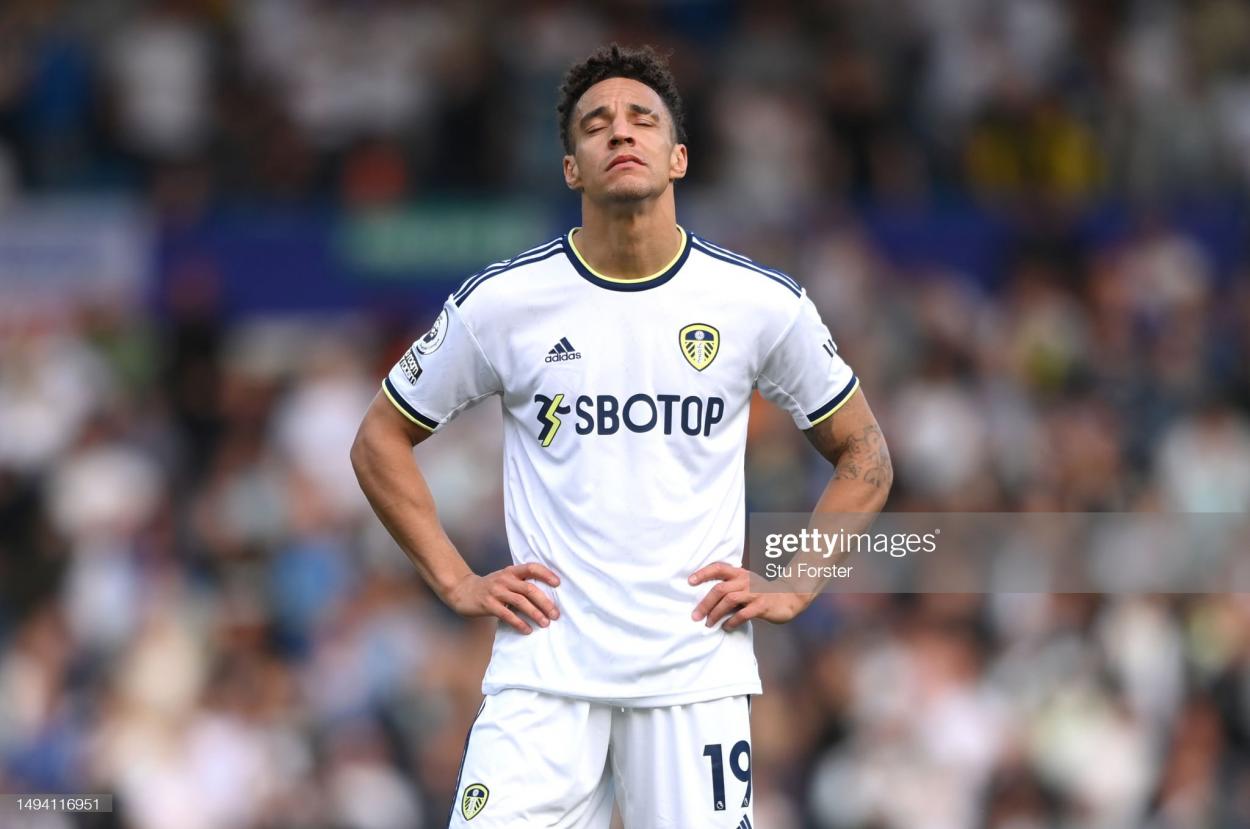  Leeds player Rodrigo reacts dejectedly after Leeds concede to be relegated.  (Photo by Stu Forster/Getty Images)