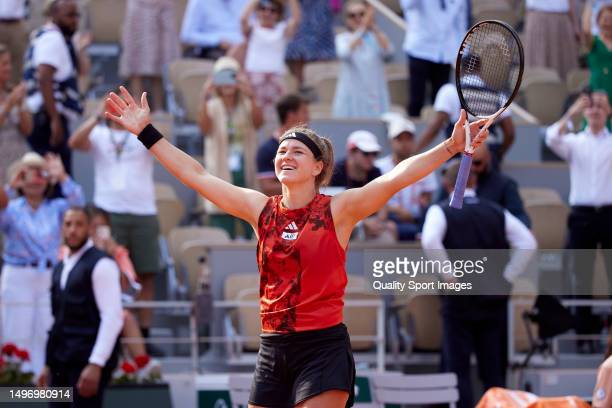 The Czech celebrates after reaching her first major final/Photo: Quality Sport Images/Getty Images