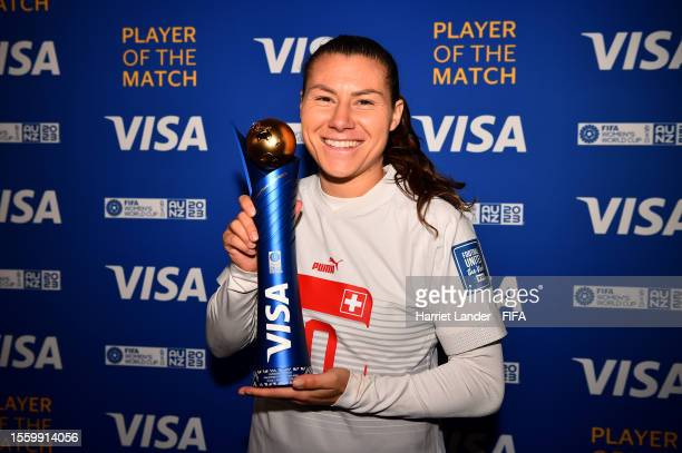 Ramona Bachmann is named as Player of the Match/Photo: Harriet Lander - FIFA/FIFA via Getty Images