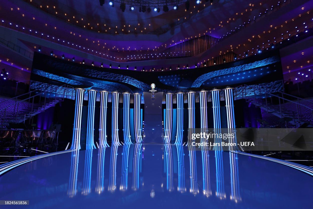 The main stage at the Elbphilharmonie concert hall, Hamburg, ahead of the Euro 2024 final tournament draw (Photo by Lars Baron - UEFA/UEFA via Getty Images)