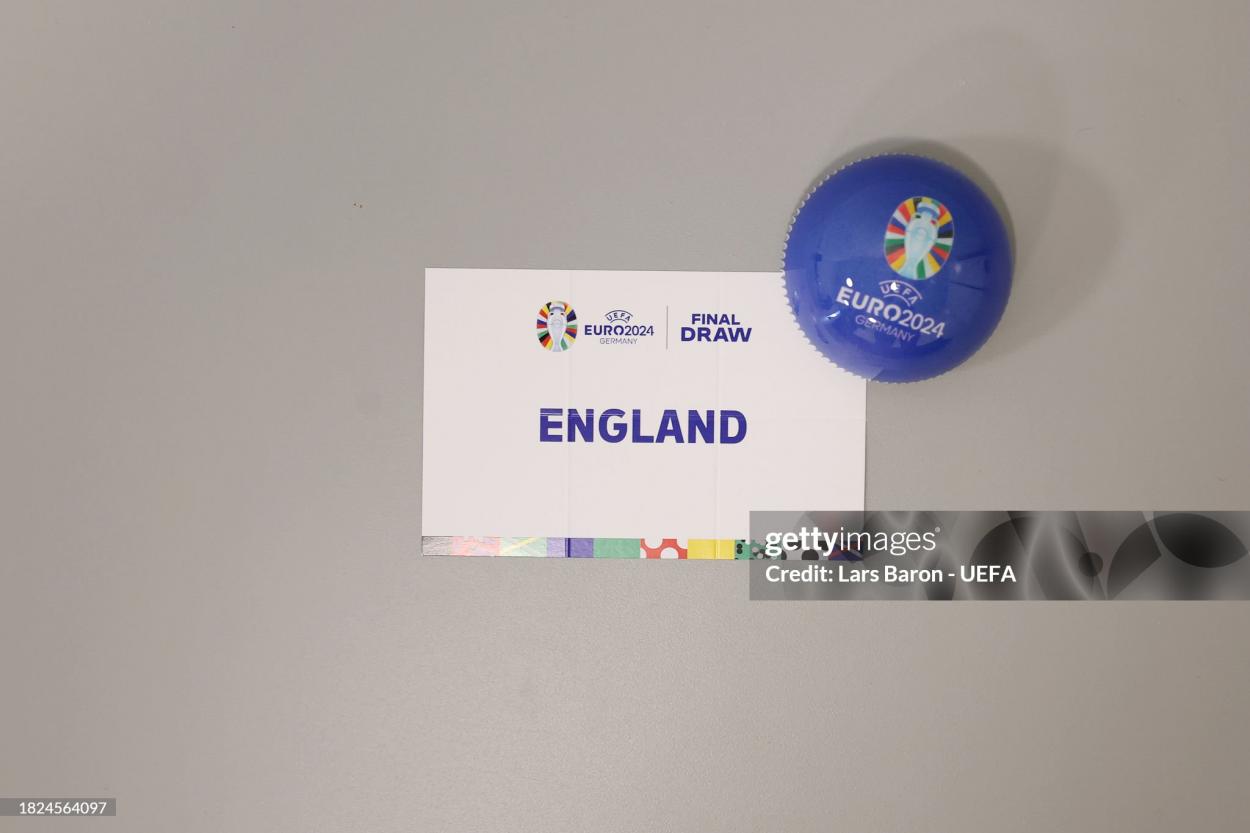A detailed view of the draw card of England (Photo by Lars Baron - UEFA/UEFA via Getty Images)