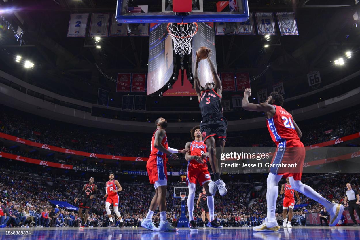 OG Anunoby drives to the basket (Photo by Jesse D. Garrabrant/NBAE via Getty Images)