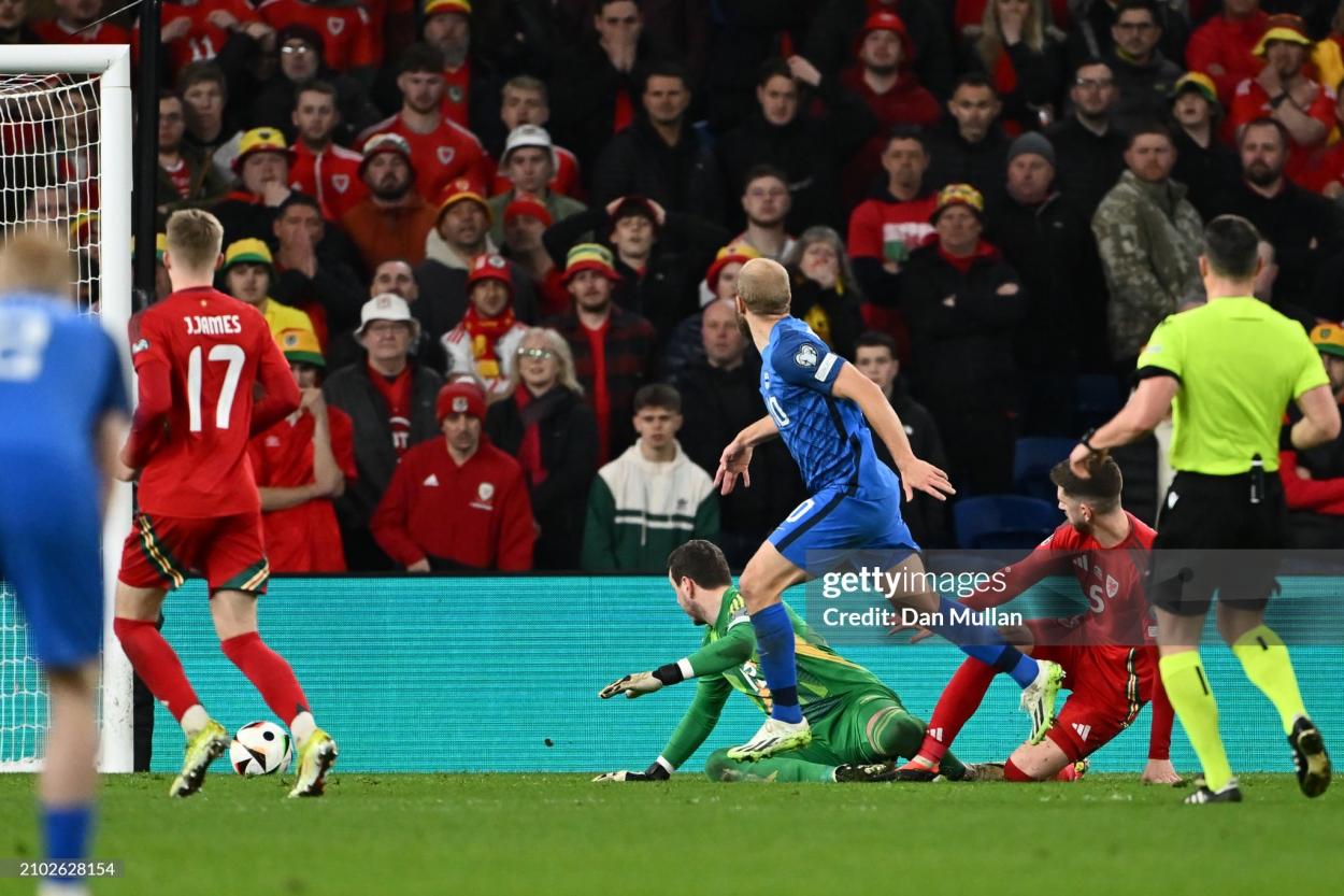CARDIFF, WALES - MARCH 21: <strong><a  data-cke-saved-href='https://www.vavel.com/en/football/2022/11/03/1128391-rotherham-united-vs-norwich-city-championship-preview-gameweek-20-2022.html' href='https://www.vavel.com/en/football/2022/11/03/1128391-rotherham-united-vs-norwich-city-championship-preview-gameweek-20-2022.html'>Teemu Pukki</a></strong> of Finland scores his team's first goal during the UEFA EURO 2024 Play-Offs Semi-final match between Wales and Finland at <strong><a  data-cke-saved-href='https://www.vavel.com/en/international-football/2023/06/16/1149290-wales-vs-armenia-euro-2024-qualifiers-preview-group-d-2023.html' href='https://www.vavel.com/en/international-football/2023/06/16/1149290-wales-vs-armenia-euro-2024-qualifiers-preview-group-d-2023.html'>Cardiff City Stadium</a></strong> on March 21, 2024 in Cardiff, Wales. (Photo by Dan Mullan/Getty Images)