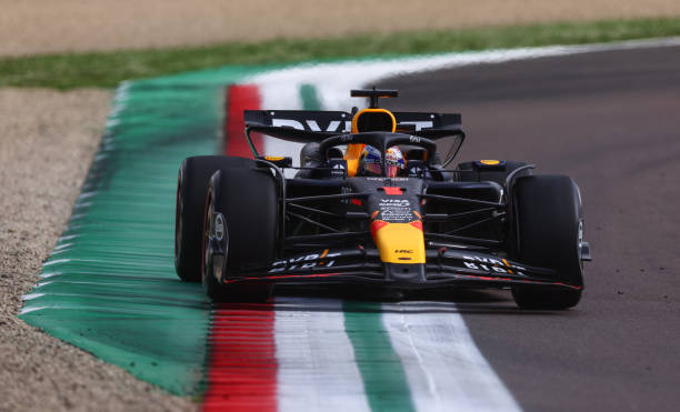 Max Verstappen of the Netherlands driving the (1) Oracle Red Bull Racing RB20 on track during the F1 Grand Prix of Emilia-Romagna at Autodromo Enzo e Dino Ferrari Circuit on May 19, 2024 in Imola, Italy. (Photo by Lars Baron/Getty Images)