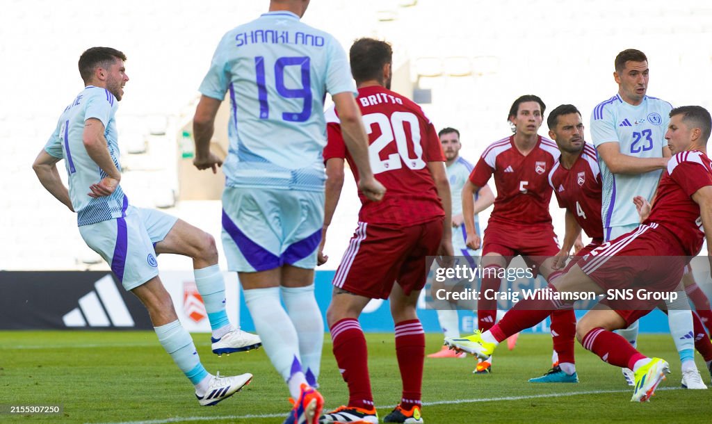 Ryan Christie scores Scotland's opening goal against Gibraltar (Photo by Craig Williamson/SNS Group via Getty Images)