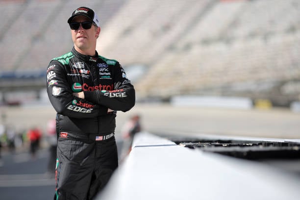 Brad Keselowski, driver of the #6 Castrol Edge Ford, looks on during practice for the NASCAR Cup Series Bass Pro Shops Night Race at Bristol Motor Speedway on September 20, 2024 in Bristol, Tennessee. (Photo by Jonathan Bachman/Getty Images)