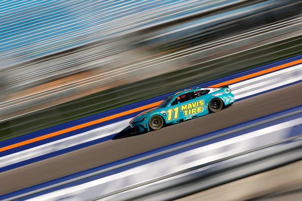 Denny Hamlin, driver of the #11 Mavis Tire Toyota, drives during practice for the the NASCAR Cup Series Straight Talk Wireless 400 at Homestead-Miami Speedway on October 26, 2024 in Homestead, Florida. (Photo by Sean Gardner/Getty Images)