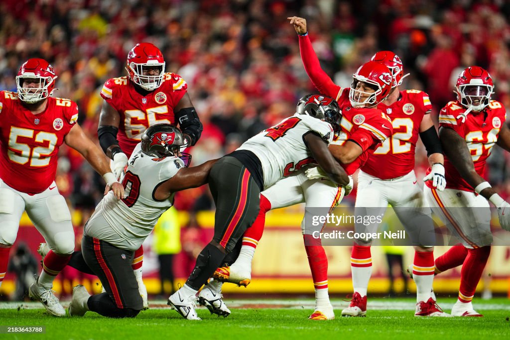 Patrick Mahomes #15 of the Kansas City Chiefs is tackled during an NFL football game against the &lt;strong&gt;&lt;a  data-cke-saved-href='https://www.vavel.com/en-us/nfl/2025/01/13/1209951-4-things-we-learned-from-washington-commanders-23-20-win-over-tampa-bay-buccaneers.html' href='https://www.vavel.com/en-us/nfl/2025/01/13/1209951-4-things-we-learned-from-washington-commanders-23-20-win-over-tampa-bay-buccaneers.html'&gt;Tampa Bay Buccaneers&lt;/a&gt;&lt;/strong&gt; at GEHA Field at Arrowhead Stadium on November 4, 2024 in Kansas City, Missouri. (Photo by Cooper Neill/Getty Images)