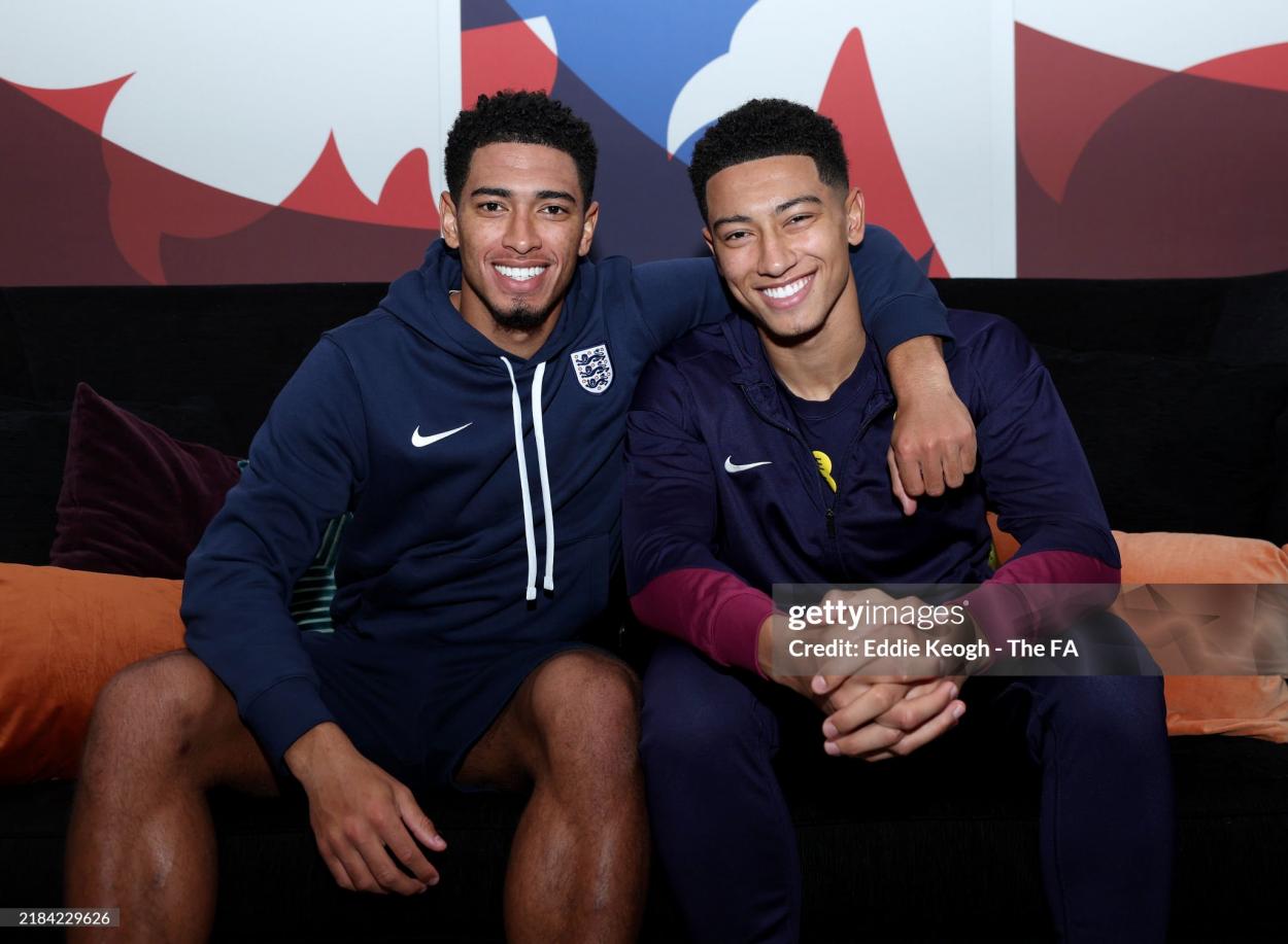 Jude Bellingham, left, played for Dortmund from 2020 to 2023 before moving to <b><a data-cke-saved-href='https://www.vavel.com/en/data/real-madrid' href='https://www.vavel.com/en/data/real-madrid'>Real Madrid</a></b> for a fee of £86m (Photo by Eddie Keogh - The FA/Getty Images)