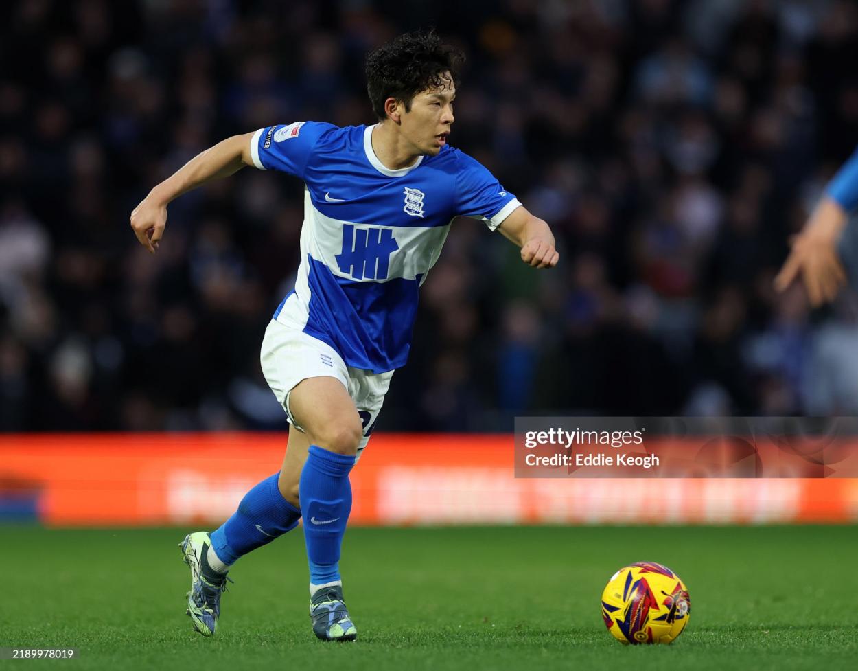 Birmingham, England - December 14th: Tomoki Ivava from Birmingham City FC during the Sky Bet League match between Birmingham City FC and Bristol Rovers FC in St andrew in Knighthead Park on December 14, 2024 in Birmingham, England. (Photo by Edie Keo/Getty Images)