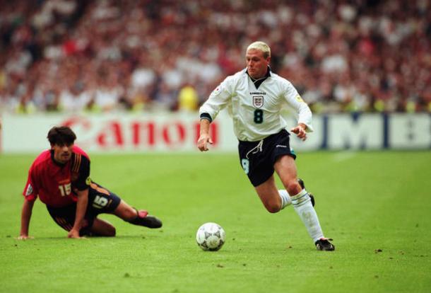 Gascoigne en el partido de la EURO'96 que le enfrentó a España en cuartos | Foto: The Mirror