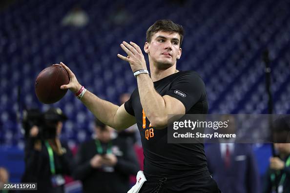 Ty Simpson Alabama quarterback throws pass at 2026 NFL Scouting Combine