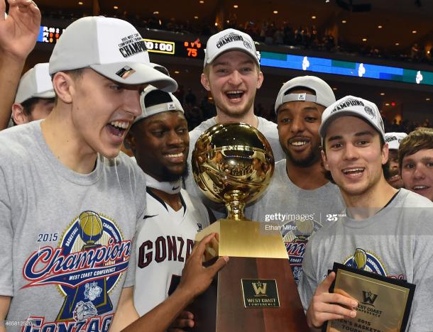 Los Zags levantan el trofeo de campeón de la WCC | Foto: Getty Images