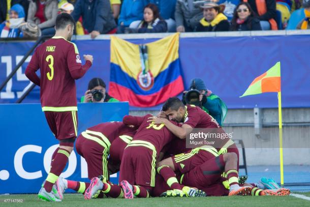 Venezuela celebra el gol el triunfo vs Colombia / Foto: Getty Images