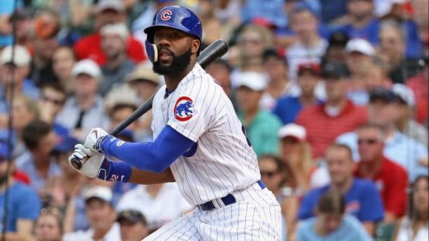 Jason Heyward watches the ball leaves his bat during a regular season game in 2016-Chicago Tribune