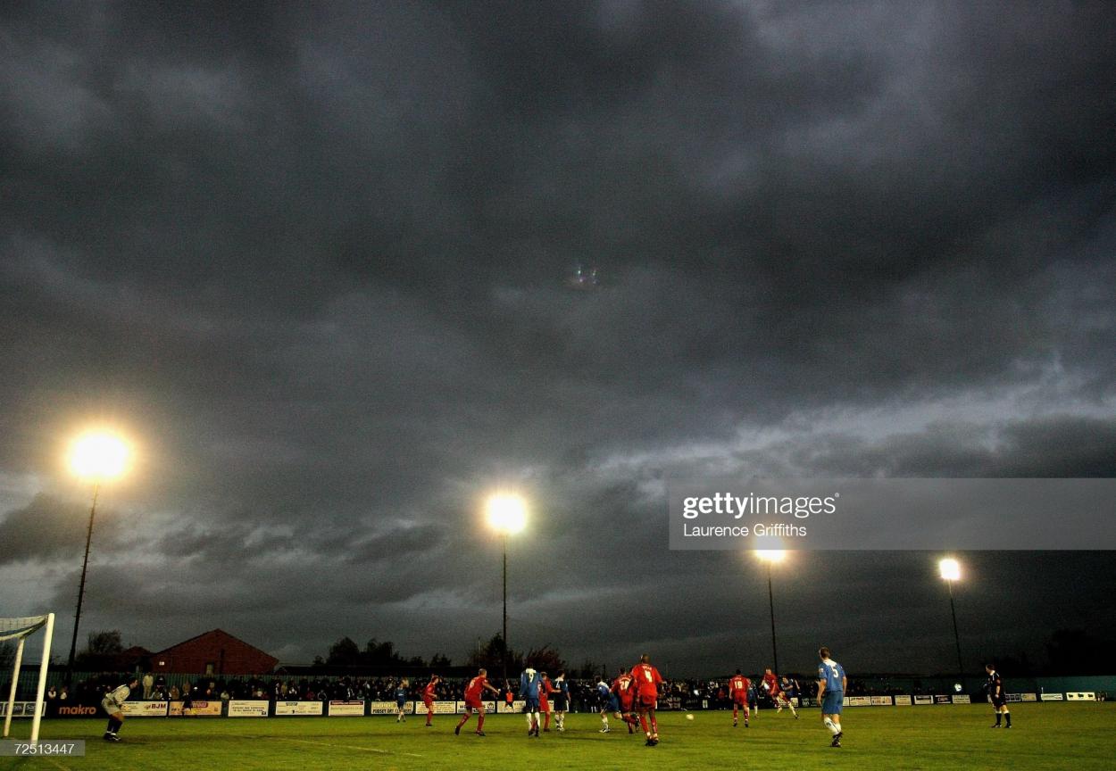 LEEDS, UNITED KINGDOM - NOVEMBER 12: A general view of play during the FA Cup 1st Round match between Farsley Celtic and MK Dons at Throstle Nest on November 12, 2006 in Leeds, England. (Photo by Laurence Griffiths/Getty Images)