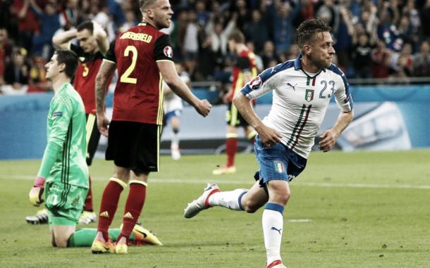 Giaccherini celebrates Italy's first, spectacular goal of the tournament | Credit: Telegraph