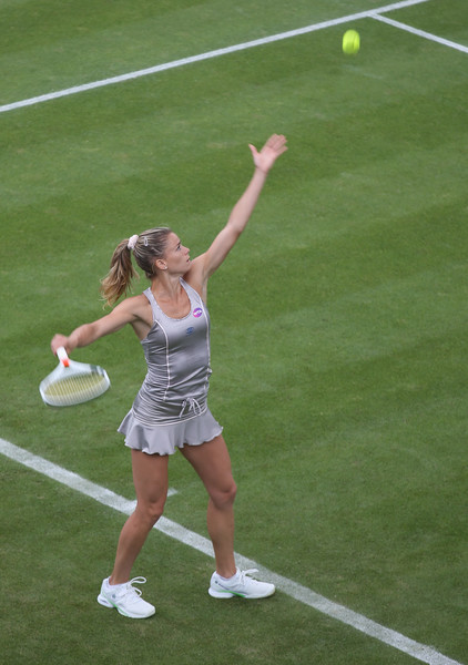Giorgi serving at the Aegon Classic in Birmingham against Heather Watson (Photo by Steve Bardens / Source : Getty Images)