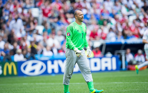 Cult hero: Kiraly, one of Hungary's best performers against Austria, looked uncomfortable against Iceland on Saturday. | Photo: Getty