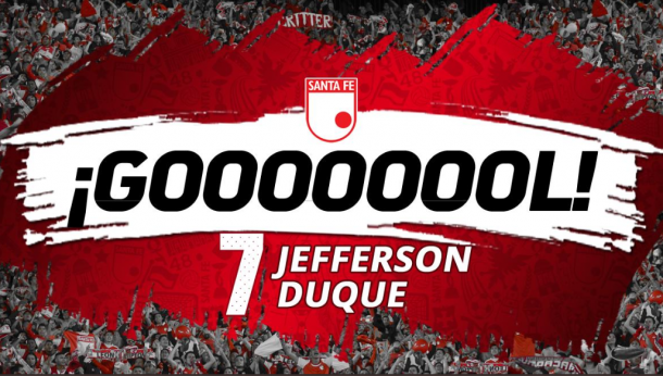 Jefferson Duque, con un recurso brillante, abrió la cuenta de Santa Fe en el partido.