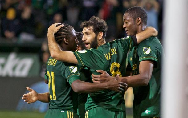 Diego Valeri celebra un gol con sus compañeros // Imagen: Portland Timbers