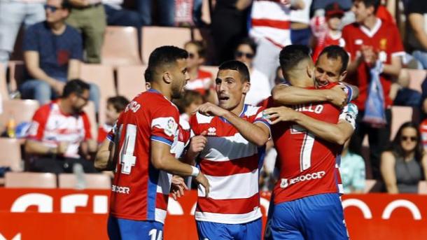 Celebración del gol de Víctor Díaz | Foto: La Liga