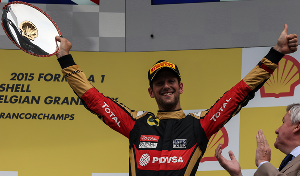 Grosjean celebra su último podio con Lotus. Foto: formula1.autobild