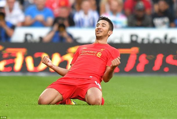 Grujic celebrates scoring against Huddersfield (photo: PA)