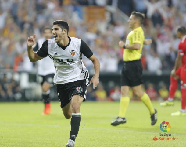 Guedes celebra un gol. / Foto: La Liga