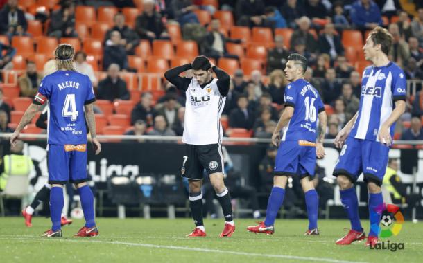 Guedes se lamenta en el partido de ida de cuartos de Copa. / Foto: LaLiga