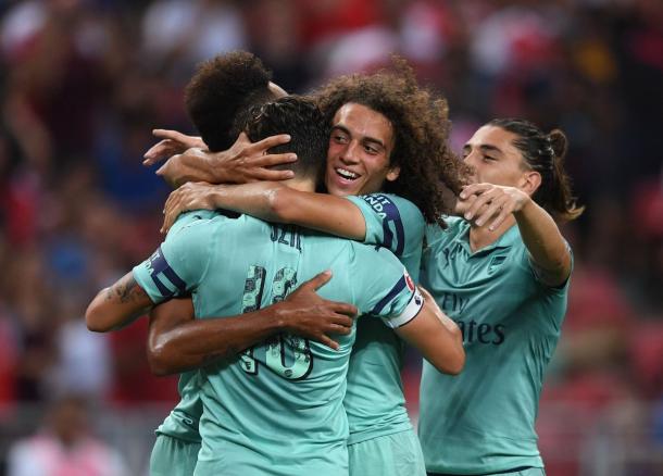 Los jugadores del Arsenal celebran un gol en pretemporada | Fotografía: Arsenal