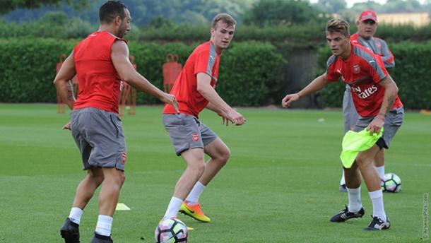 Xhaka and Holding undertake Arsenal training | Photo: Arsenal.com