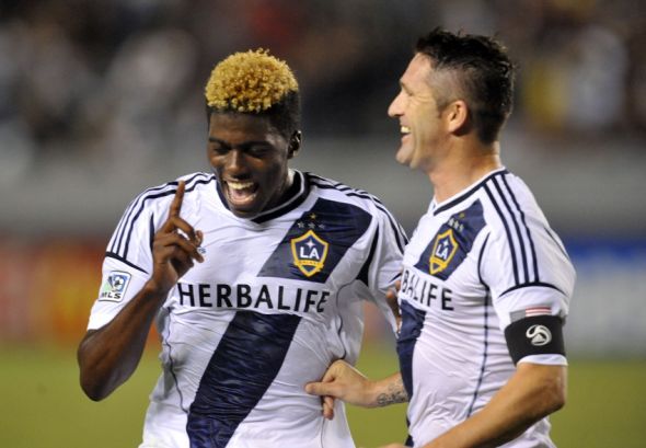 Gyasi Zardes (Left) and Robbie Keane (Right) will be looking to break the deadlock early against Santos Laguna on Wednesday in the quarterfinal CONCACAF Champions League clash at the StubHub Center, Photo provided by Gary A. Vasquez-USA TODAY Sports. 