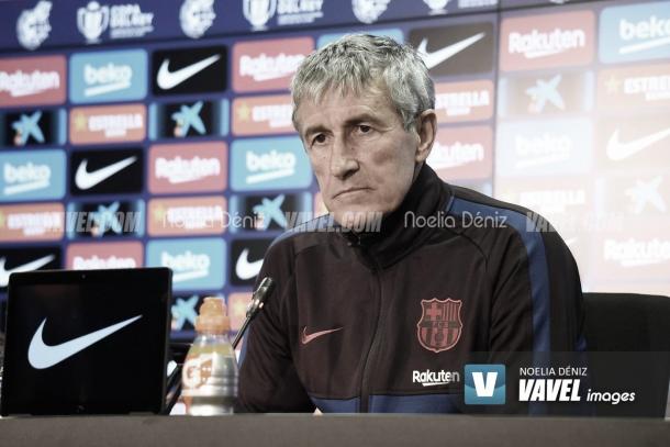 Quique Setién en rueda de prensa. | Foto: Noelia Déniz