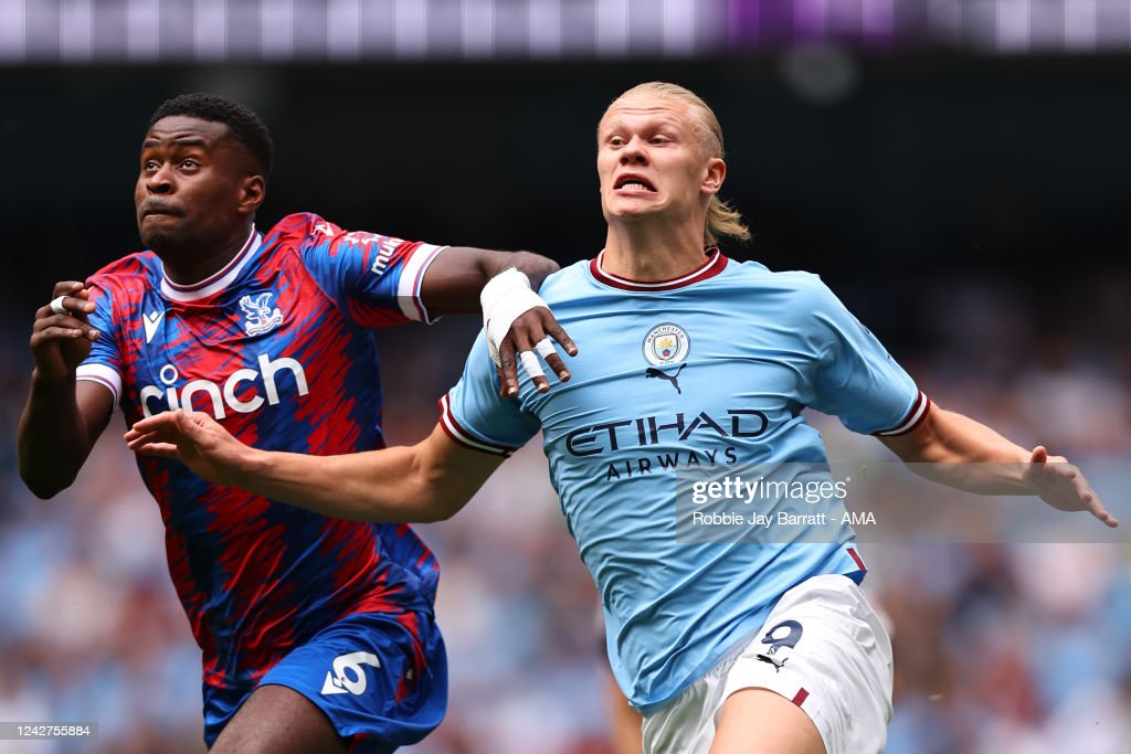 (Photo: Robbie Jay Barrat - AMA/Getty Images) <strong><a  data-cke-saved-href='https://www.vavel.com/en/football/2022/08/21/premier-league/1120663-newcastle-3-3-man-city-bernardo-silva-snatches-citizens-a-point.html' href='https://www.vavel.com/en/football/2022/08/21/premier-league/1120663-newcastle-3-3-man-city-bernardo-silva-snatches-citizens-a-point.html'>Erling Haaland</a></strong> is an inevitable goal machine and Palace fell victim to his ruthless prowess after his second half hatrick