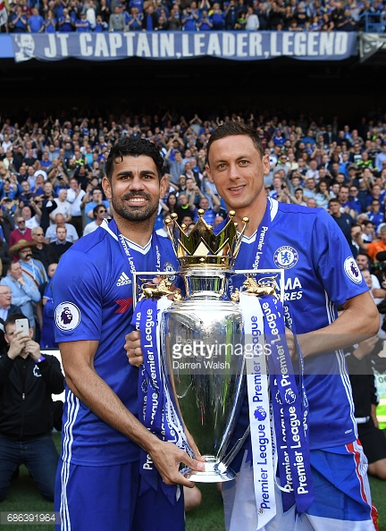 Costa and Matic celebrate Chelsea's Premier League title. | Source: Darren Walsh