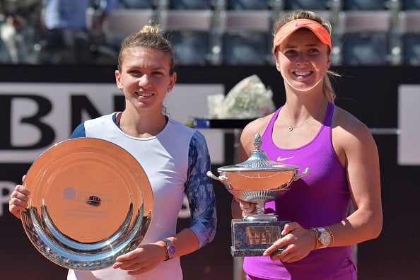 Halep (left) was in a good position to beat Svitolina (right) until she rolled her ankle which changed the complextion of the match (Photo by Tiziana Fabi / Getty)