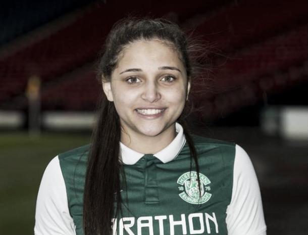 Hibernian's Abigail Harrison scored a hat-trick against Forfar Farmington. Photo: The National