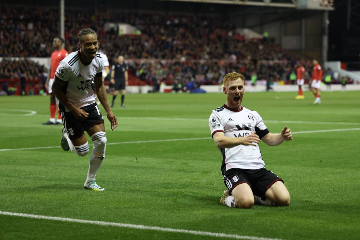 Harrison Reed celebrando su gol ante el Nottingham Forest / Foto: @FulhamFC