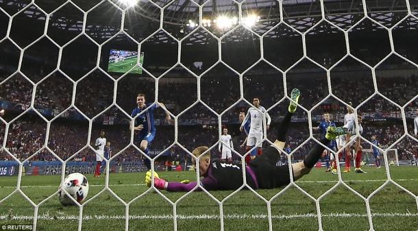 Joe Hart watches on as his mistake sees Iceland take the lead in Nice (photo: Reuters)