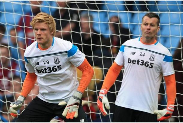 Mark Hughes will have to decide between Haugaard and Given on Saturday (Photo: Stoke-on-Trent Sentinel)