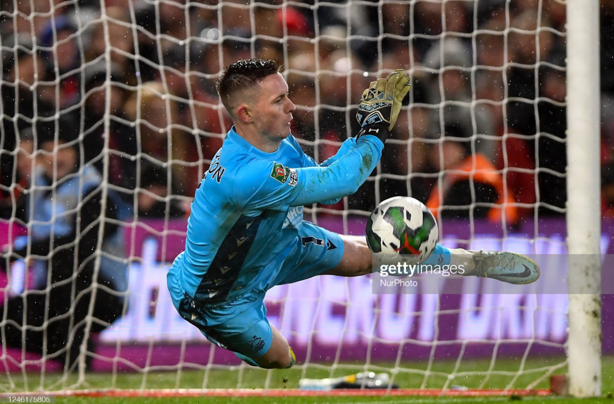Henderson saving a penalty in the shootout(Photo by Jon Hobley/MI News/NurPhoto via Getty Images)