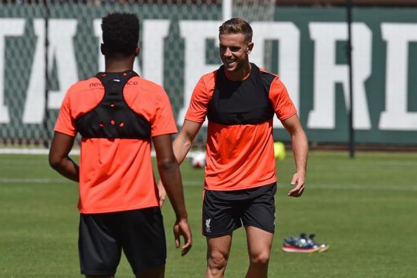 Henderson back in pre-season training with Liverpool's first-team in the US. (Picture: Daily Mirror)