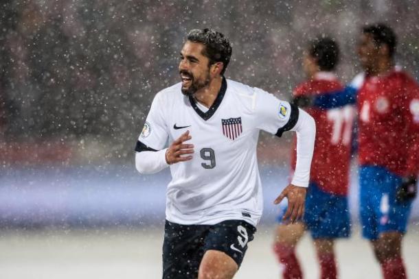 Hérculez Gómez celebratesafter scoring for the United States men's national team against Costa Rica | Source: Dustin Bradford - Getty Images