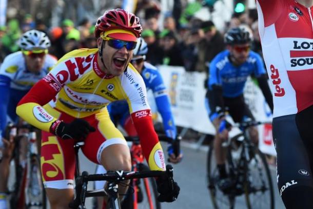 Era Antoine Demoitié, sorridente e felice dopo il successo al Tour du Finistère del 2014. Fonte: Getty Images