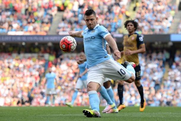 Aguero fires City ahead. Source: totalfootball